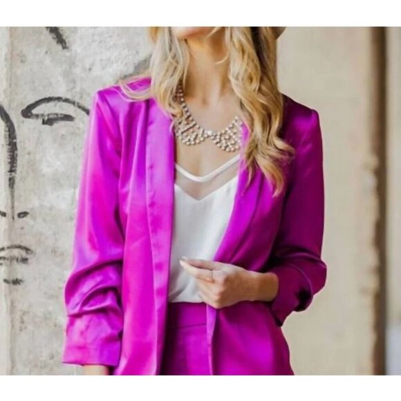 Eesome Katia Satin‎ Blazer in Pink Fushia New Size Small NWT - Picture 1 of 11